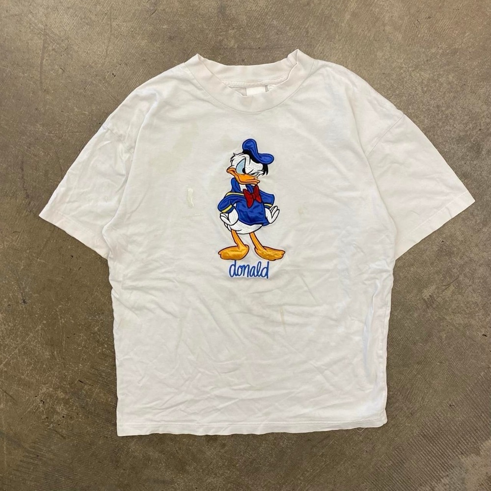 Vintage Disney Donald Duck 90s Embroidery T-Shirt Size Large